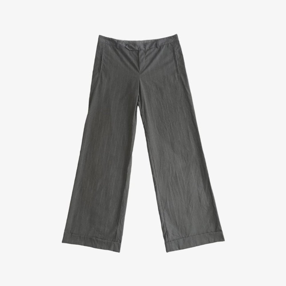 Grey Pinstripe Wide Leg Trouser Pants by Jean Paul Gaultier Femme